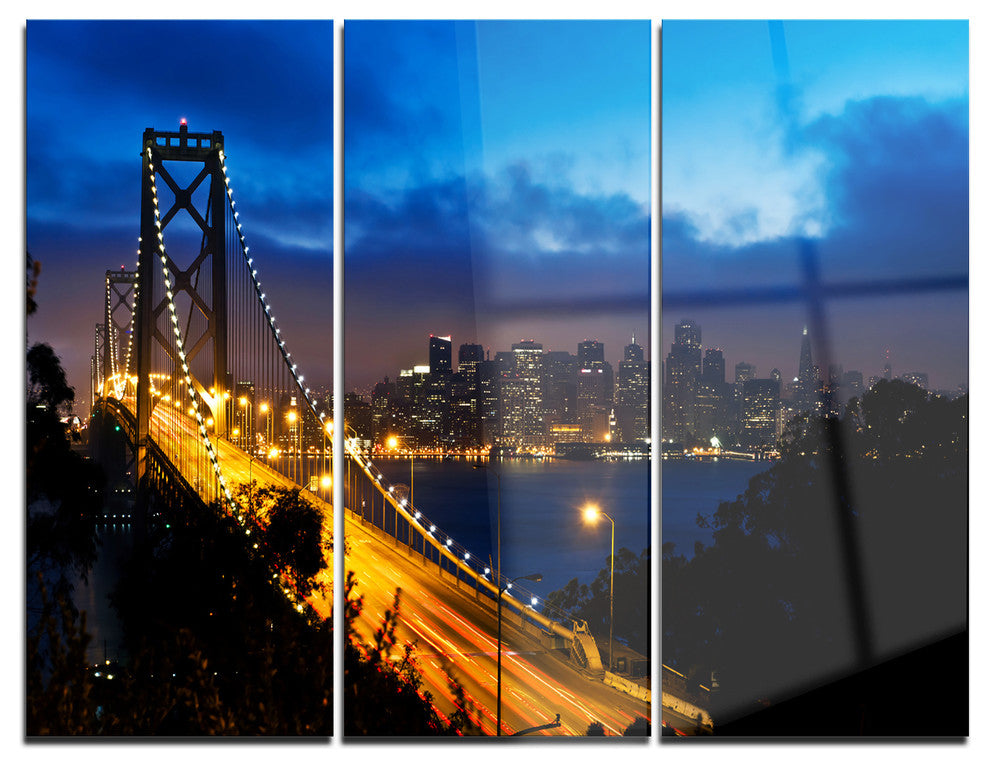 "Bay Bridge San Francisco" Photo Metal Wall Art, 3 Panels, 36"x28"