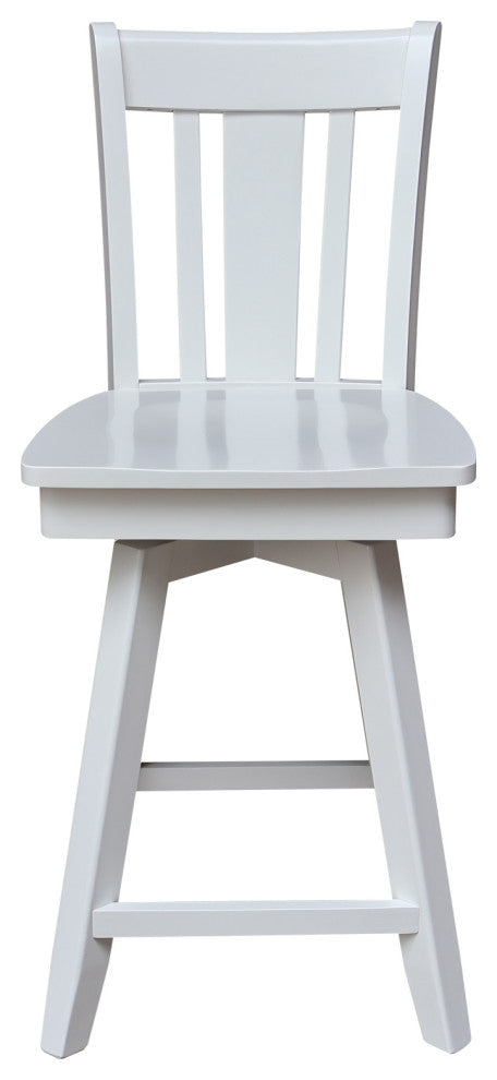 San Remo Counter Height Stool with 24 in. H Swivel Seat in White