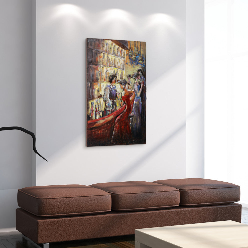 "Tavern" Primo Mixed Media Hand Painted Iron Wall Sculpture 48x32