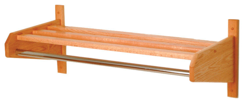 36" Oak Coat & Hat Rack, Light Oak