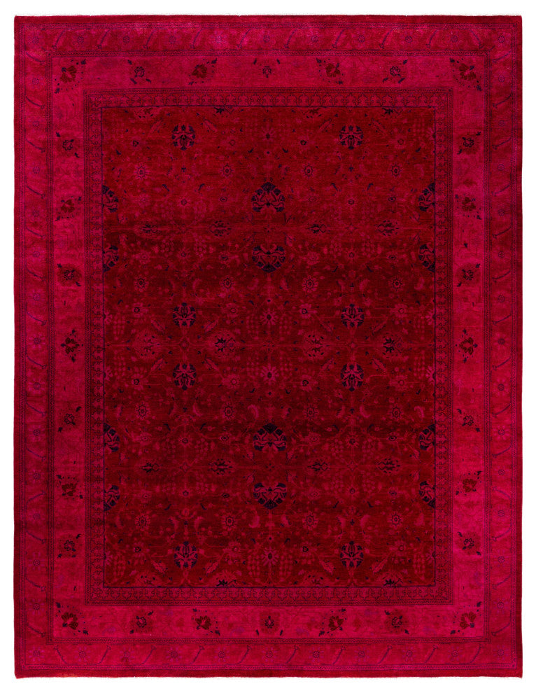 Overdyed One-of-a-Kind Hand-Knotted Area Rug Pink, 9' 2" x 12' 1"
