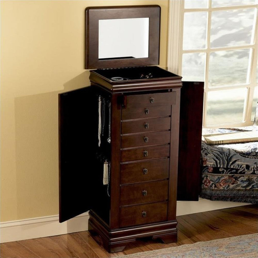 Bowery Hill Marquis Cherry Jewelry Armoire