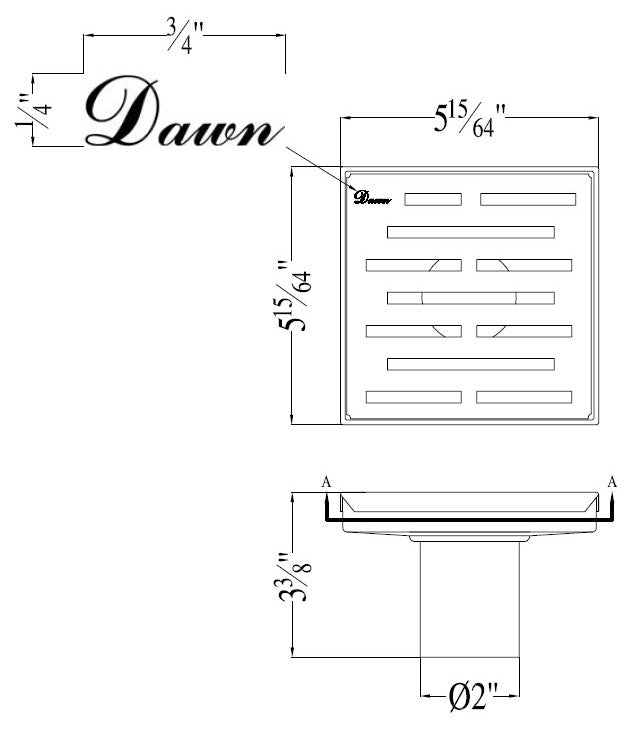 Dawn® LAN050504 Amazon River Series Square Shower Drain 5"L In Polished Satin