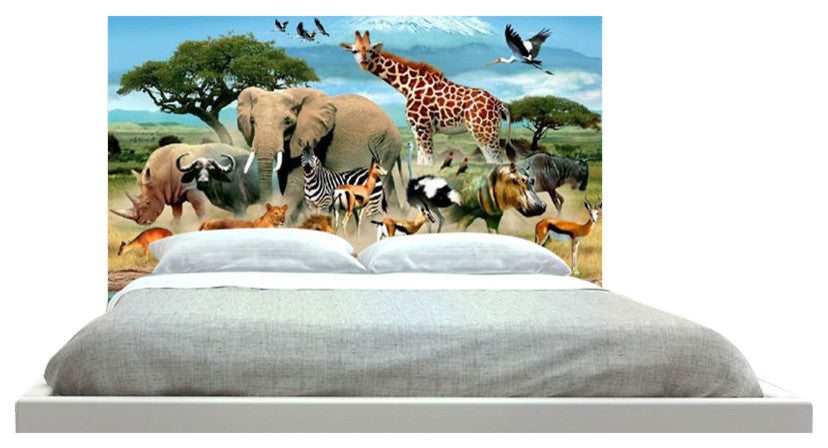 "Animals At The Water" Headboard