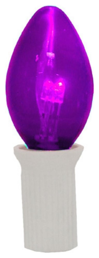 Commercial Transparent 3-LED C7 Christmas Light Bulbs, Set of 25, Purple
