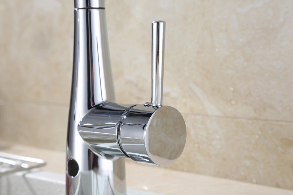 Runfine Hands Free Single-Handle, Pull-Down Sprayer Kitchen Faucet, Chrome