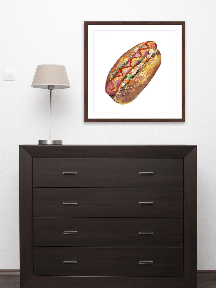 "Ultimate Hot Dog" Framed Painting Print, 24"x24"