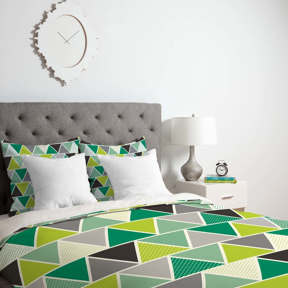 Deny Designs Heather Dutton Emerald Triangulum Duvet Cover - Lightweight