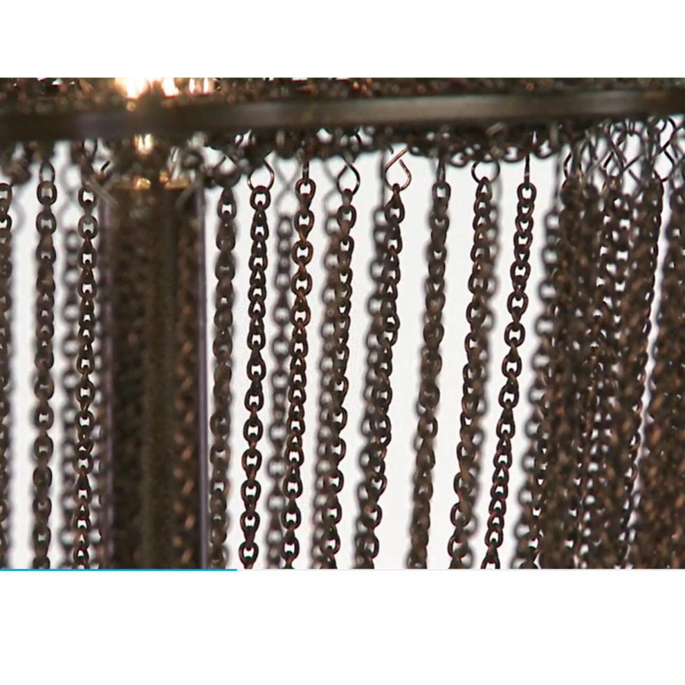 15" Gothic Bronze Chain Pendant Chandelier, 3-Light