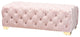 Kimberly Luxe Velvet Upholstered Gold Button Tufted Bench Ottoman, Light Pink