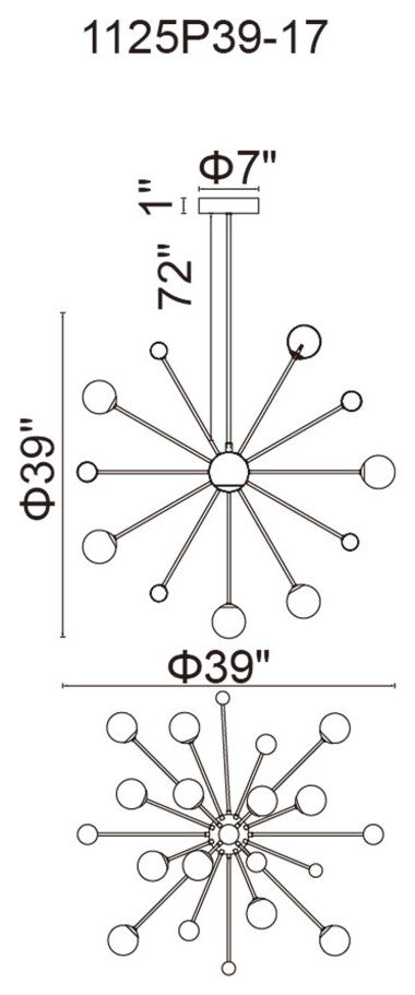 Element 17 Light Chandelier With Sun Gold Finish