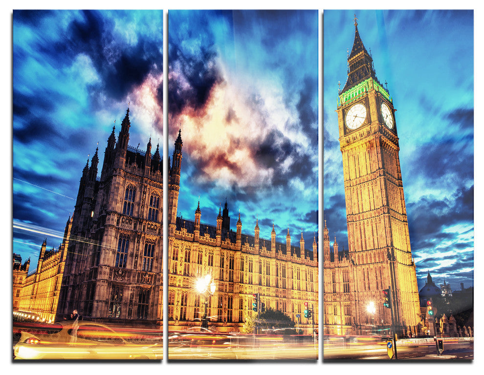 "Big Ben and House of Parliament" Photo Metal Wall Art, 3 Panels, 36"x28"