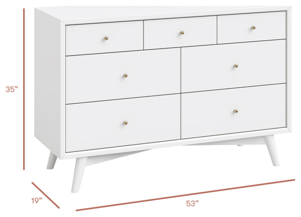 Palma 7-Drawer Assembled Double Dresser, White
