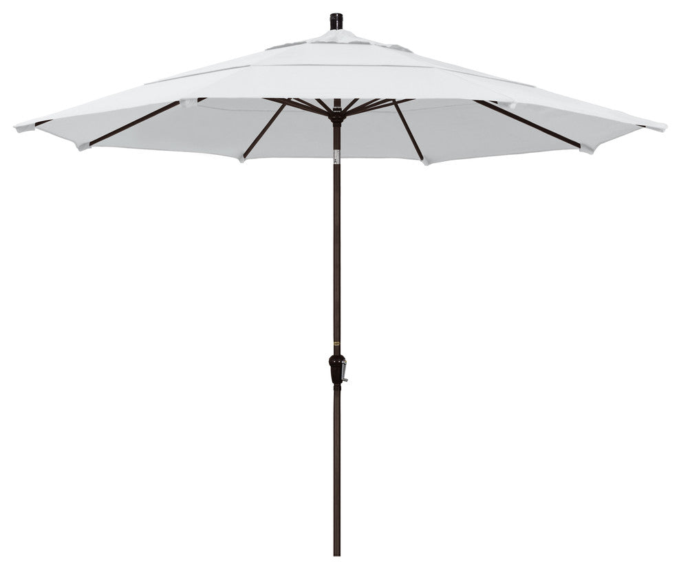 11' Bronze Auto-Tilt Crank Aluminum Umbrella, White Olefin