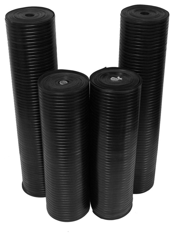 Wide-Rib Corrugated Rubber Runners, 3mm Thick, 4'x15' Utility Runner