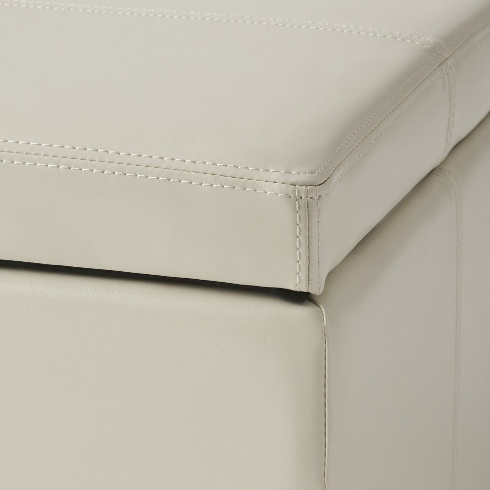 GDF Studio Skyler Beige Fabric Storage Ottoman Bench, Ivory