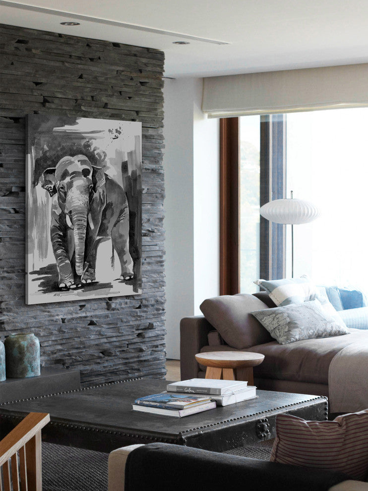 "Asian Elephant" Print on Canvas by Rachel Byler