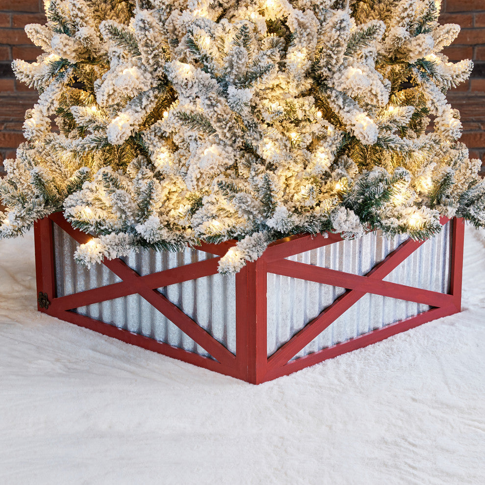 Galvanized Corrugated Metal and Wooden Tree Collar