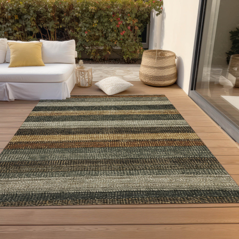 Machine Washable Indoor/Outdoor Chantille ACN1865 Khaki 9' x 12' Rug