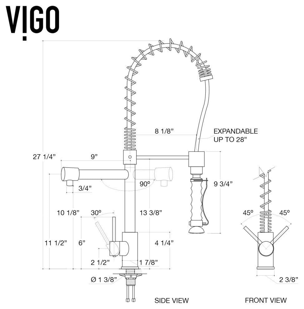 VIGO Zurich 27" H Single Handle Pull-Down Sprayer Kitchen Faucet, Matte Black, Without Extras