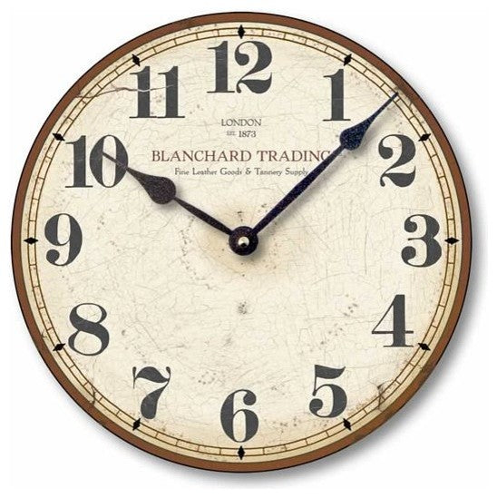 Vintage-Style Mercantile Wall Clock, 12 Inch Diameter