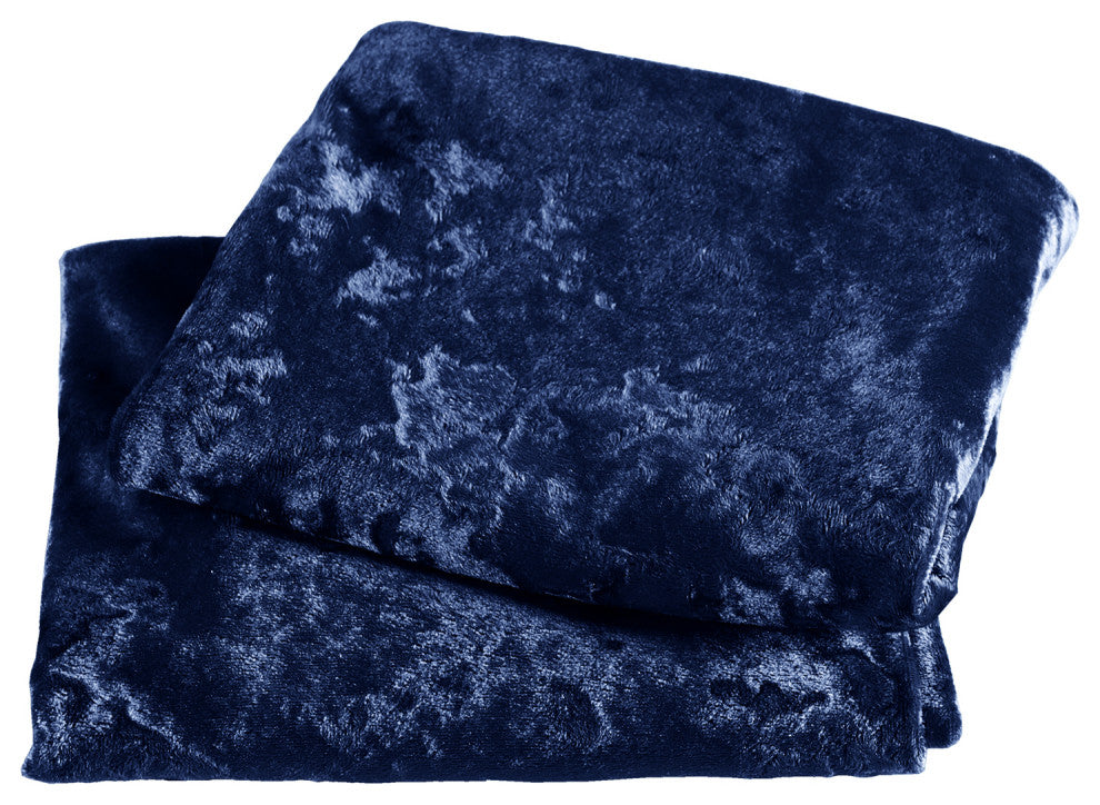 Crushed Velvet Pillow Cover 2 Piece Set, Blue, 14" X 26"