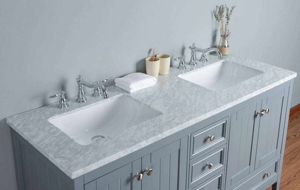 Stufurhome New Yorker Bathroom Vanity, Gray, 60"