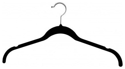 Slimline Ultra Thin Shirt Hanger, Black Velvet/Chrome Finish, Box of 100