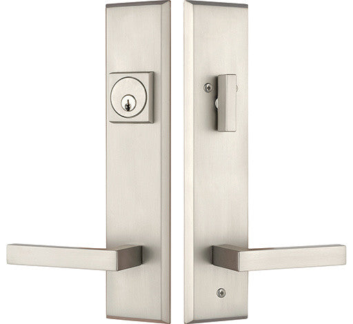Times Square Entry Door Lock Handleset With Delta lever, Brushed Nickel