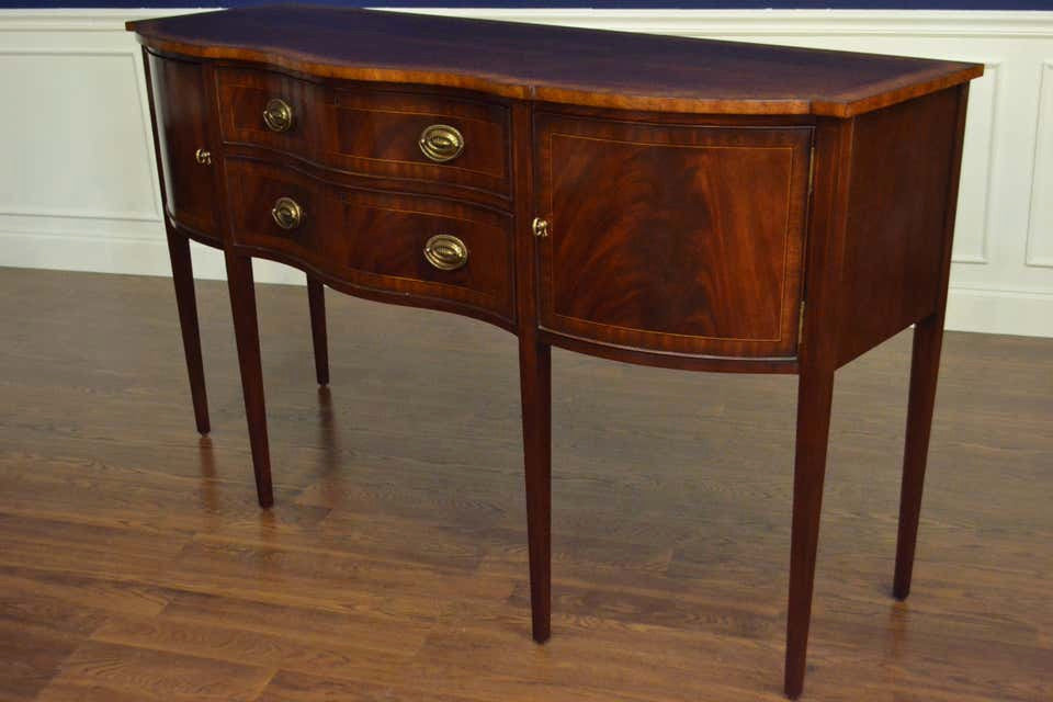Mahogany Hepplewhite Serpentine Sideboard by Leighton Hall