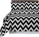 Chevron Printed 100% Cotton Duvet Cover Set, Black and White, King/Cal King