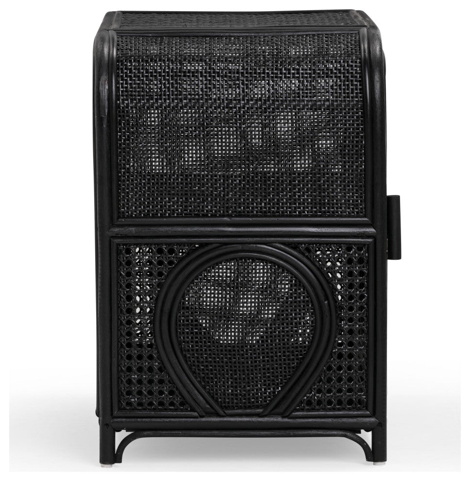 Tina Rattan Nightstand, Black