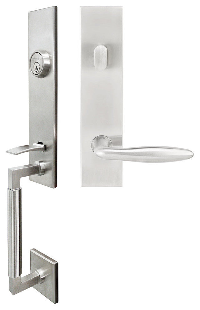 Summer Lever, Tubular Entry Handle set, Left Hand, Satin Stainless Steel