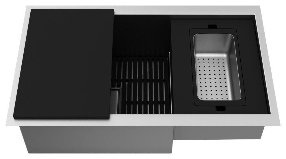 Hampton 32"L x 17"W Stainless Steel Undermount Workstation Kitchen Sink
