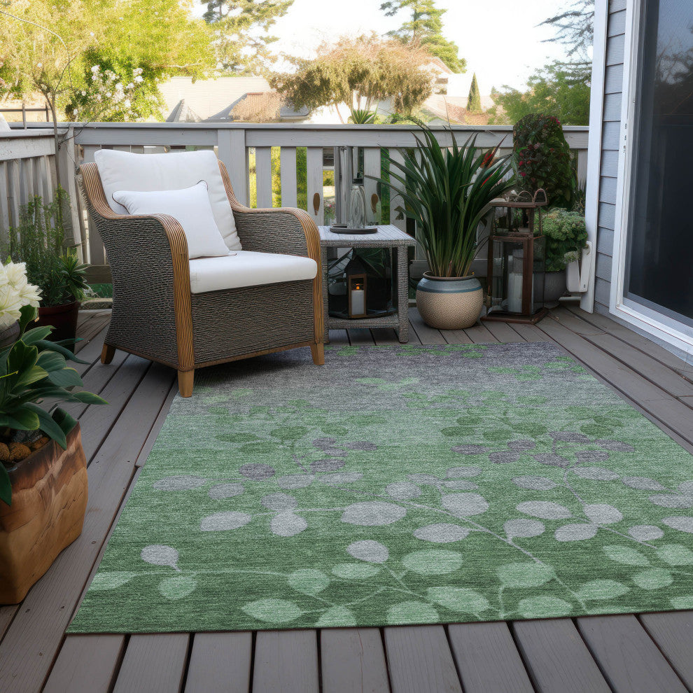 Machine Washable Indoor/Outdoor Chantille ACN1900 Green 5' x 7'6" Rug
