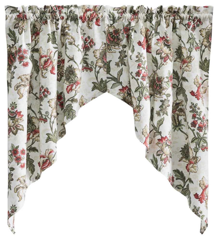 Madison Floral 56"x36" Tailored Swag, Brick
