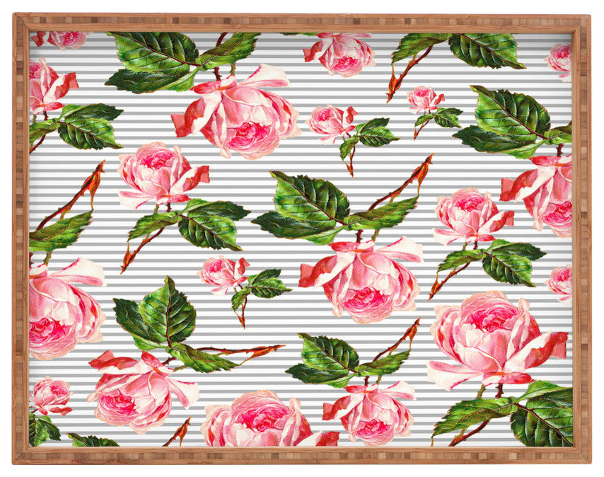 Deny Designs Allyson Johnson Roses And Stripes Rectangular Tray