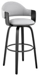 26" Rich Gray Faux Leather Walnut Wood Bar Stool