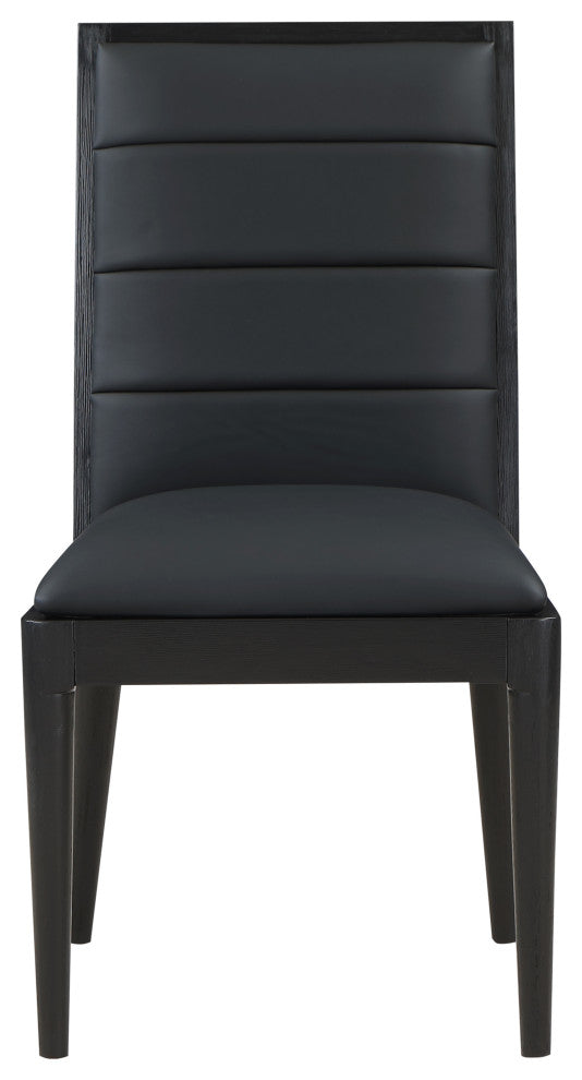 Bristol UpholsteredDining Chair, Set of 2, Black, Vegan Leather, Black Finish