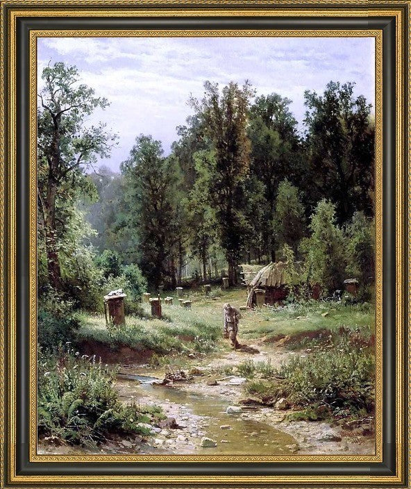 Ivan Ivanovich Shishkin Apiary in a Forest Framed Premium Canvas Print, 20"x25"