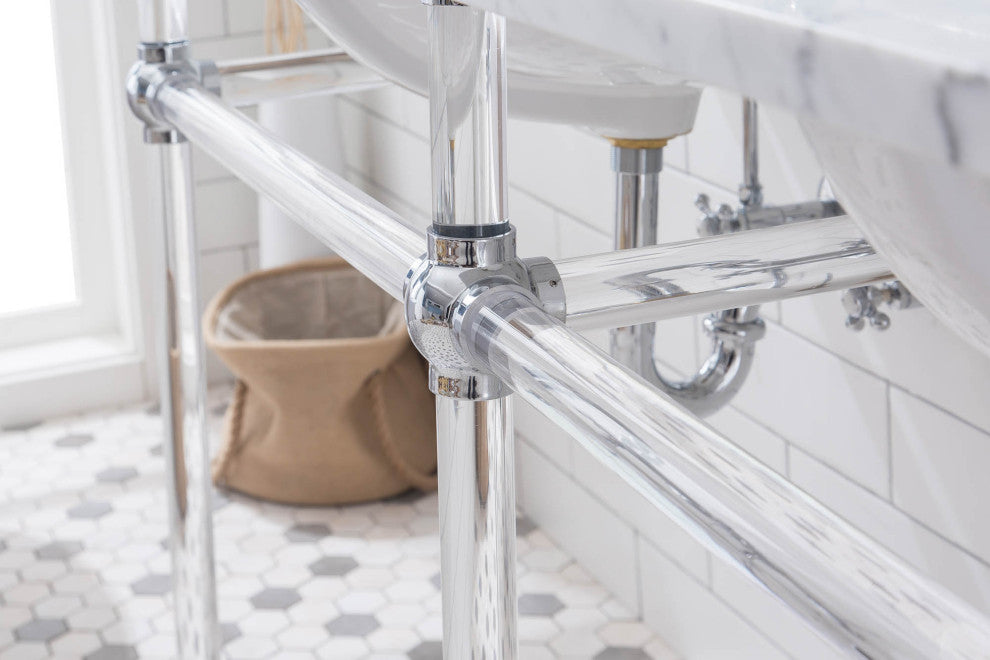 Empire 60" Wide Double Wash Stand, P-Trap, Countertop With Basin, Faucet