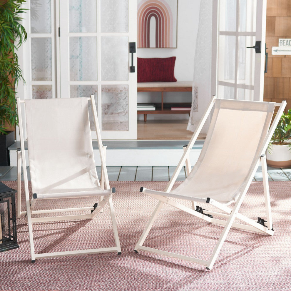 Safavieh Outdoor Breslin Set of 2 Sling Chairs Beige