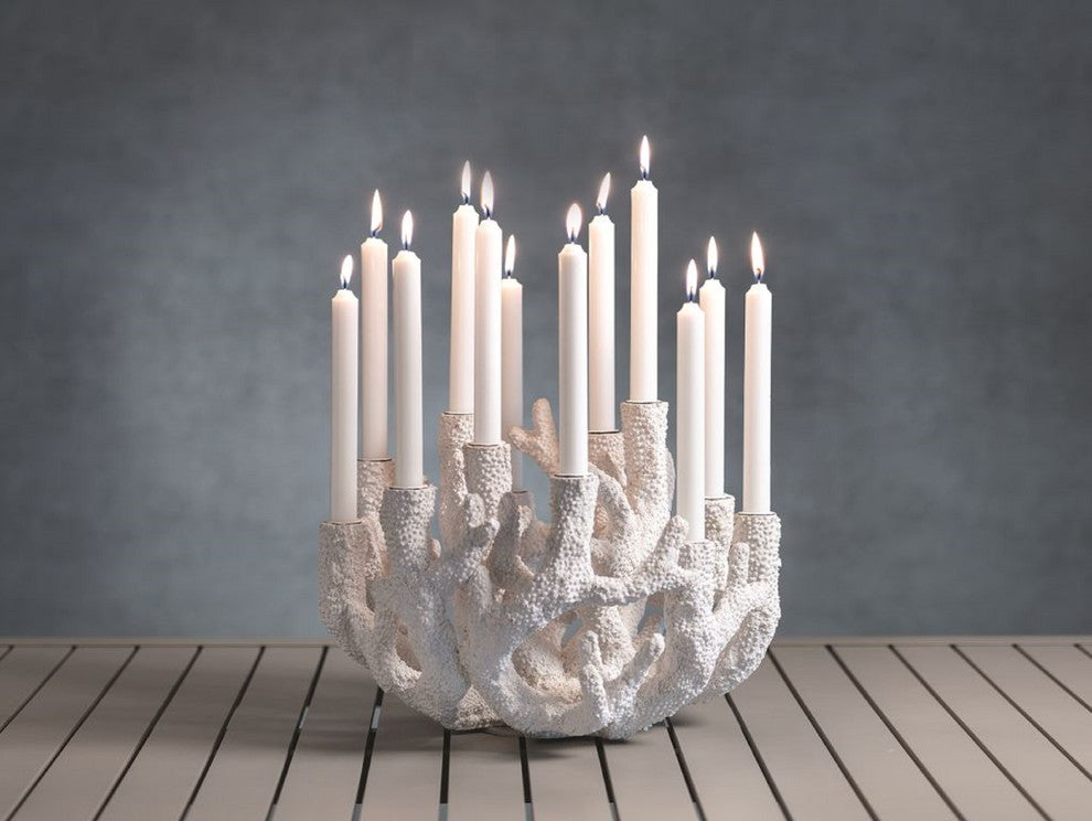 12-Tier "Cayo" Coral Polyresin Taper Candle Holder