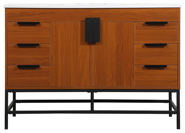 Home Living 22" Modern Teak-Light Bathroom Vanity