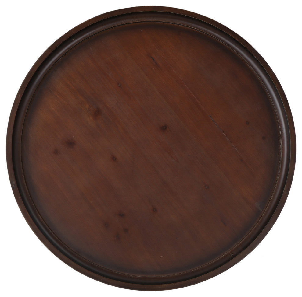 GDF Studio Alteri Finished Faux Wood Circular Coffee Table, Dark Walnut