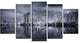 "Black And White Singapore Skyline" Cityscape Canvas print, 5 Panels, 60"x32"