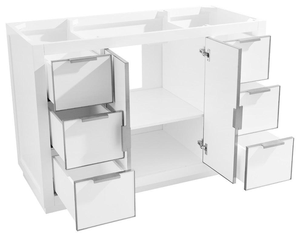 Avanity Austen 48" Vanity Only, White With Brushed Silver Hardware