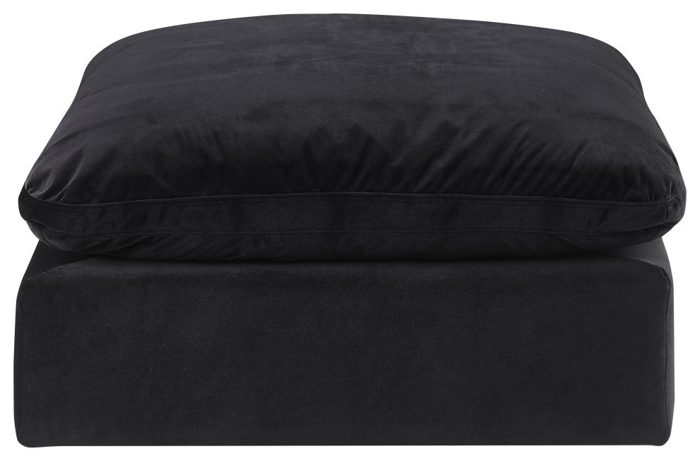 Comfy Beige Linen Textured Fabric Modular Chair, Black, Velvet, Ottoman
