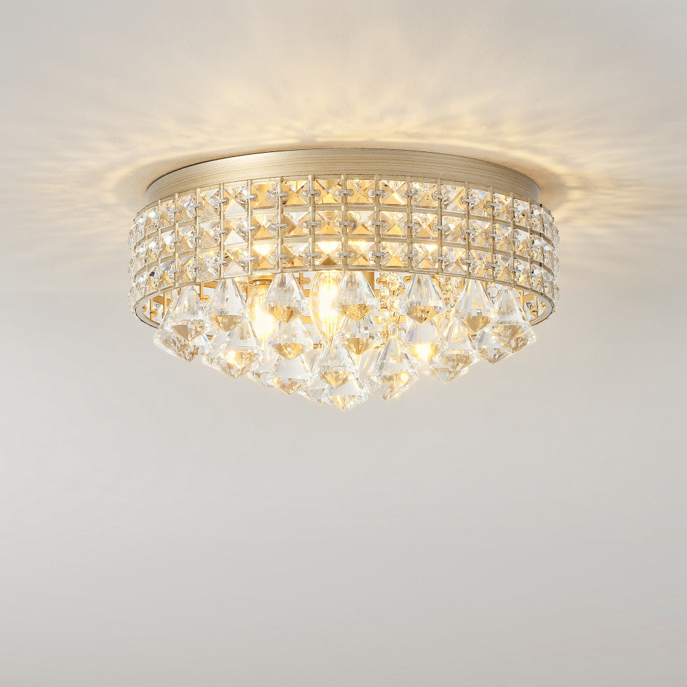 Madilynn Crystal Shade Champagne Flush Mount Chandelier