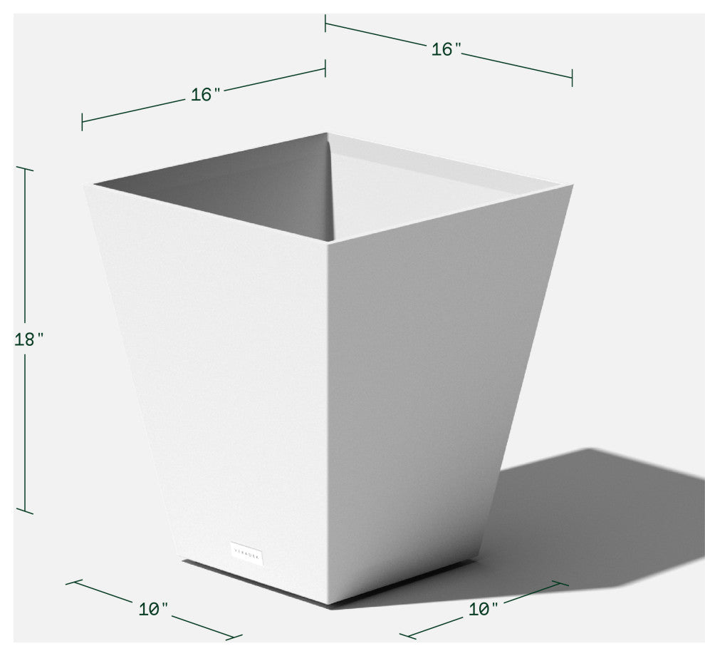 Nobleton Square Planter, White, 18 Inch, 2 Pack